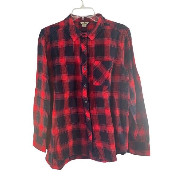 WOOLRICH Women’s Red Buffalo Plaid Casual Button Down Flannel Shirt /Size: Large - Picture 1 of 6